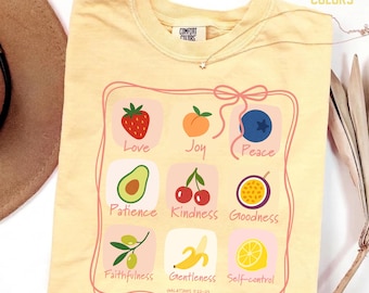 Fruit of the Comfort Colors Shirt, Cute Fruit Shirt, Aesthetic Coquette Fruit Shirt, Summer Christian Vacation Tee, Bible Verse Shirt
