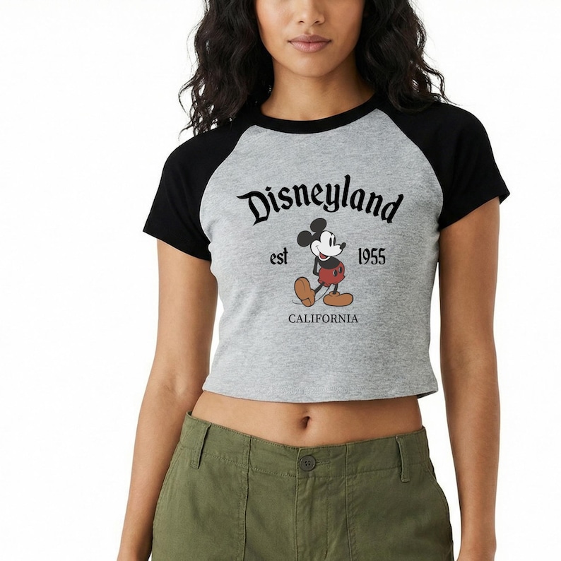 Retro Mickey Friends Disneyland Baby Tee, California Est 1955 Croptop image 5