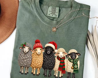 Christmas Sheep Shirt, Comfort Colors Farm Animal T-Shirt