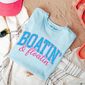 Comfort Colors Leopard Boatin and Floatin Summer Tee, Lake Vacation Boat Lovers Shirt