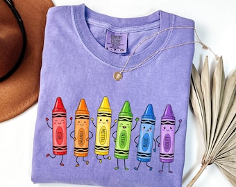 Comfort Colors® Funny Teacher Life Shirt Happy Doodle Back To School Gift Preschool Teacher School Supplies Shirt Crayon Pencil Tee