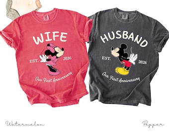 Custom Disney Anniversary Shirts Wife Husband Disney Trip Matching Shirts Comfort Colors First Anniversary Est Year