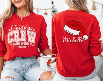 Personalized Christmas Crew Sweatshirt, Matching Family Xmas Pajama Top