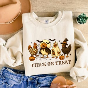 Halloween Chicken Sweatshirt: Chick or Treat Funny Fall Sweater