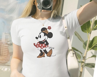 Retro Minnie Mouse Disney Baby Tee, Classic Minnie Baby Tee, Magic Kingdom Shirts, Classic Mickey Baby Tee, Y2k 90s Style Minnie Mouse Tee
