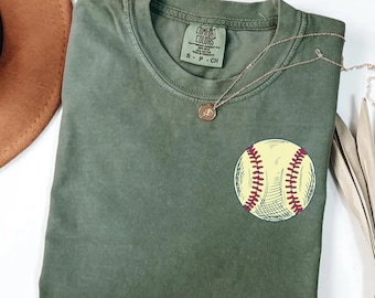 Comfort Colors Retro Heart Softball Shirt, Game Day Tee