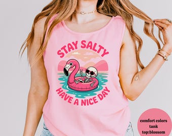 Summerween Comfort Colors Tank Top: Retro Halloween Beach Vibes
