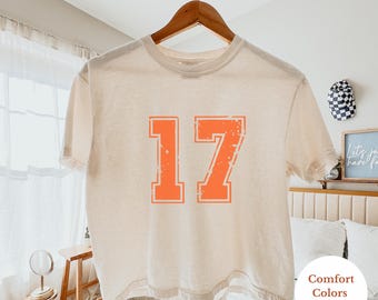 Comfort Colors® Vintage Custom Number Cropped Boxy Tee, Custom Number Crop Tee, Baseball Team Player Shirt for Mom, Game Day T-Shirt