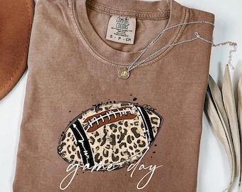 Comfort Colors Retro Leopard Football Game Day T-Shirt