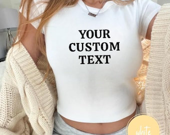 Custom Photo Baby Tee, Crop Top Personalized Text, Custom Picture Baby Tee, Personalized Y2K Shirt, Aesthetic Tee, Trendy Y2K Fashion, 90s