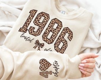 Kundenspezifisches Leopard 1986 Sweatshirt, Kapitel 40 Geburtstags-Shirt, lustiges Geburtstagsgeschenk