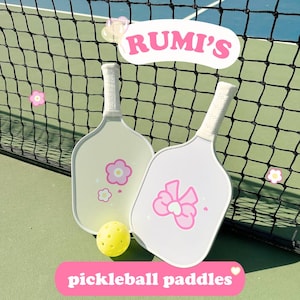 Pastel Pickleball Paddle for the girlies – Cute Bow & Flower Design, Aesthetic Pickleball Rackets for Women, Fun Lightweight Paddles