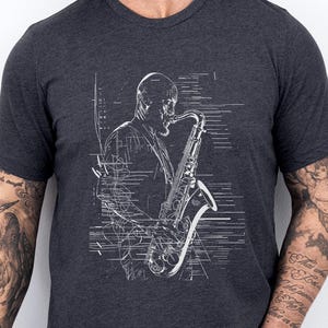 Cool Jazz T Shirt, Saxophone Player Graphic Tee, Music Lover Gift, Trendy Musician Shirt, Musical Instrument Art Shirt, Gift For Him Her