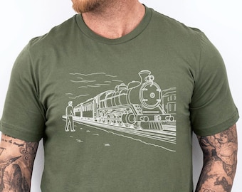 Steam Train T-Shirt, Vintage Locomotive Tee, Trainspotter Gift, Retro Railway Design, Railroad Lover Apparel, Classic Engine Shirt