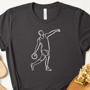 Minimalist Discus Thrower T-Shirt: Track & Field Line Art