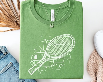 Tennis Racket T-Shirt, Abstract Design, Unique Graphic Tee, Sports Fan Apparel, Minimalist Tennis Tee, Gift For Tennis Player, Tennis Lover