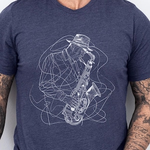 Retro Jazz Saxophone Player T-Shirt: Musician Gift