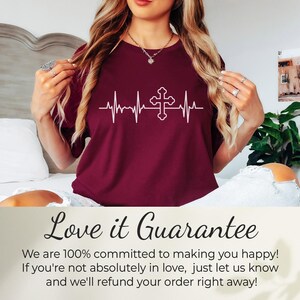 Christian Cross Heartbeat T-Shirt, Religious Faith Apparel, Inspirational Graphic Tee, Spiritual Clothing, Faith-Based Gifts