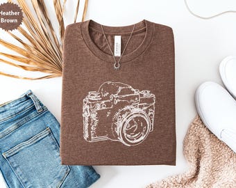 Vintage Camera T-Shirt, Retro Photography Tee, Film Camera Graphic, Photographer Gift, Classic Camera Top, Cool Camera Shirt