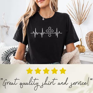 Cross Heartbeat Design Shirt, Religious Faith Tee, Christian Pulse Graphic Top, Faith Beats Design T-Shirt, Inspirational Shirt