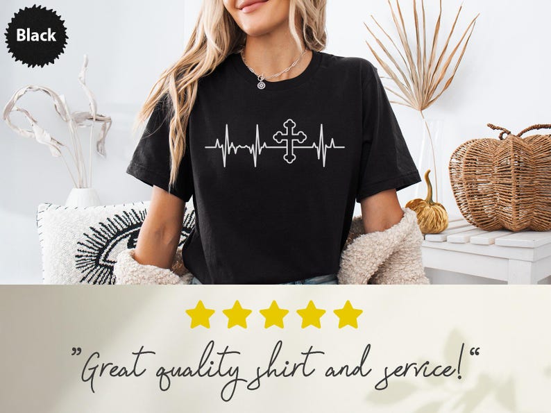 Cross Heartbeat Design Shirt, Religious Faith Tee, Christian Pulse Graphic Top, Faith Beats Design T-Shirt, Inspirational Shirt