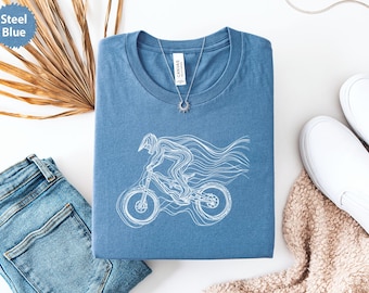 Downhill Mountain Biking T-Shirt, Abstract Line Art Tee, Extreme Sports Apparel, Biker Gift, Unique Design T-Shirt
