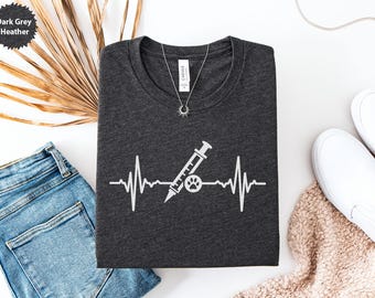 Vet Tech T-Shirt, Paw Print Heartbeat, Animal Doctor Tee, Veterinarian Gift, Syringe Shirt, Veterinary Nurse Apparel, Vet Student Shirt