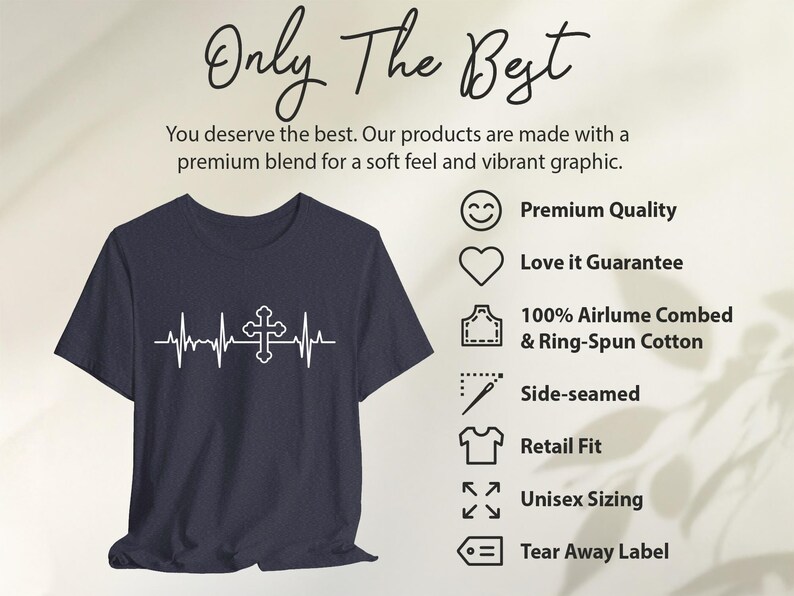 Heartbeat Cross Graphic Tee, Christian Faith T-Shirt, Religious Design Top, Unisex Jersey Short Sleeve, Gift for Him or Her