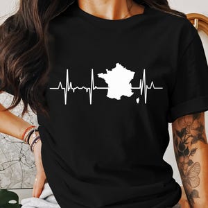 France Heartbeat T-Shirt, French Pride Tee, Country Lover Gift, France Map, Travel Souvenir, Euro Trip Shirt, Unique Design France Shirt