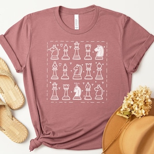Camiseta con piezas de ajedrez, diseño genial, regalo para amantes del ajedrez, camiseta de juego de mesa, camiseta única de ajedrez, regalo para ajedrecistas, ropa de estrategia