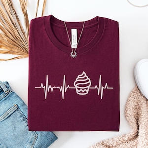 Cupcake Heartbeat T-Shirt, Sweet Treat Tee, Baker Gift Shirt, Food Lover Apparel, Funny Heartbeat T-Shirt, Dessert Lover Clothing