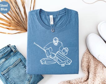 Hockey Goalie T-Shirt, Continuous Line Art Shirt, Minimalist Hockey, Sports Tee, Hockey Lover Gift, Goalie Apparel, Hockey Player Shirt