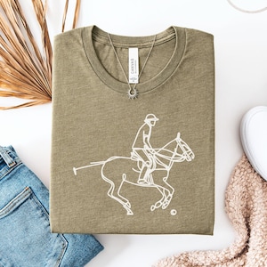 Polo Player Line Art T-Shirt, Equestrian Sport Tee, Horseback Riding Gift, Minimalist Polo Design, Sports Fan T-Shirt