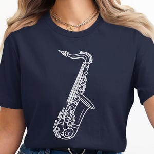 Saxophone Outline Art T-Shirt: Music Lover Gift