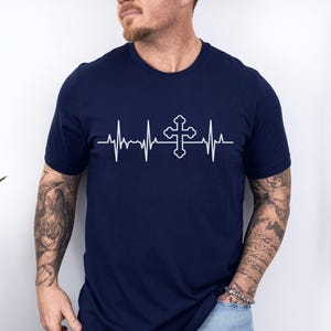 Cross Heartbeat Graphic Tee, Christian Faith T-Shirt, Religious Apparel, Spiritual Gift, Inspirational Shirt, Unisex Casual Wear