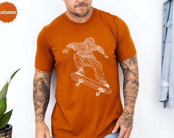 Geometric Skater T-Shirt, Abstract Skateboard Art, Cool Streetwear, Unique Graphic Tee, Minimalist Design, Gift for Skateboarders