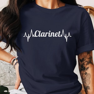 Clarinet Heartbeat T-Shirt, Music Lover Tee, Band Geek Gift, Orchestra Shirt, Musical Instrument, Band Gift, Musician Present Idea