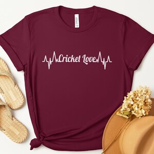 Cricket Love Heartbeat T-Shirt, Sports Fan Tee, Cricket Lover Gift, Cool Design Shirt, Cricket T Shirt, Cricket Fan TShirt