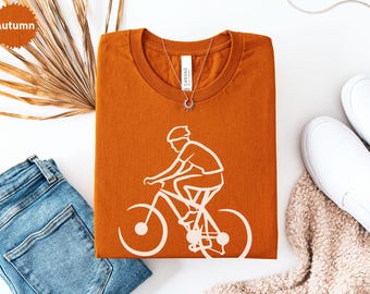 Cyclist T Shirt, Cycling T Shirt, Bike T Shirt, Minimalist Art T Shirt, Sporty Gift Idea, Cycling Lover Gift, Cycling Athlete Tee