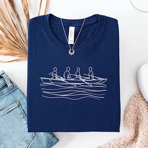 Rowing Team T-Shirt, Minimalist Boat Tee, Crew Rowing T Shirt, Water Sports Shirt, Sculling Tee, Rowing Gift, Athletic T-Shirt