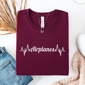 Airplane Heartbeat T-Shirt: Aviation Lover Gift