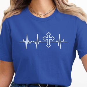 Christian Heartbeat Cross T-Shirt, Faith Based Tee, Religious Graphic Shirt, Christian Gift, Inspirational Apparel for Men Women