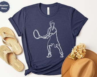 Tennis T-Shirt, Minimalist Line Art Design for Sports Lovers