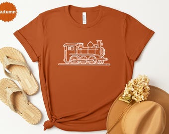 Steam Train T-Shirt, Vintage Locomotive Tee, Railroad Gift Idea, Antique Train Lover Present, Train Conductor Shirt, Engine Graphic Tee