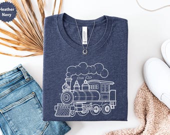 Vintage Train T-Shirt, Steam Engine Tee, Railroad Gift, Locomotive Apparel, Engineer Shirt, Retro Trains TShirt, Train Lover Outfit