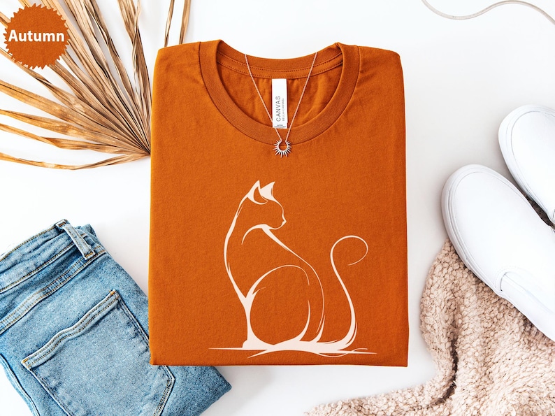 Cat Design Shirt, Autumn Graphic Tee, Casual Fall Outfit, Unisex Graphic T Shirt, Cozy Autumn Apparel, Animal Lover Gift