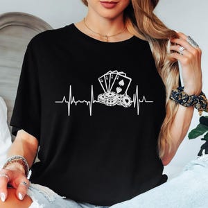 Poker Heartbeat T-Shirt: Four Aces Casino Gambling Gift