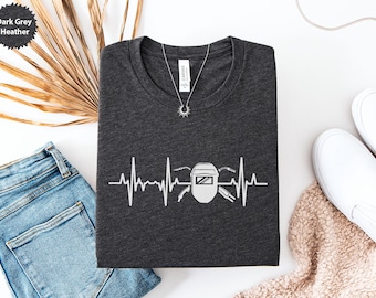 Welding Heartbeat T-Shirt, Welder T-Shirt, Funny Welding Gift, Welding Hood T-Shirt, Welding Life, Welding T-Shirts, Welder Gift