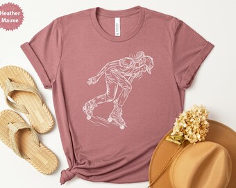 Inline Skating T-Shirt, Retro Roller Skates, Extreme Sports Tee, Graphic Roller Skater Apparel, Vintage Style Rolling Outfit, Rollerblade