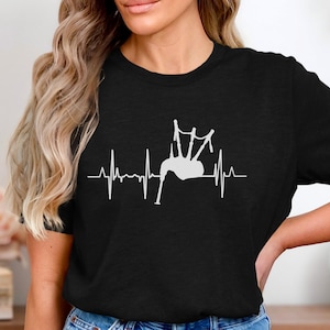 Bagpipe Heartbeat T-Shirt: Scottish Piper Music Tee